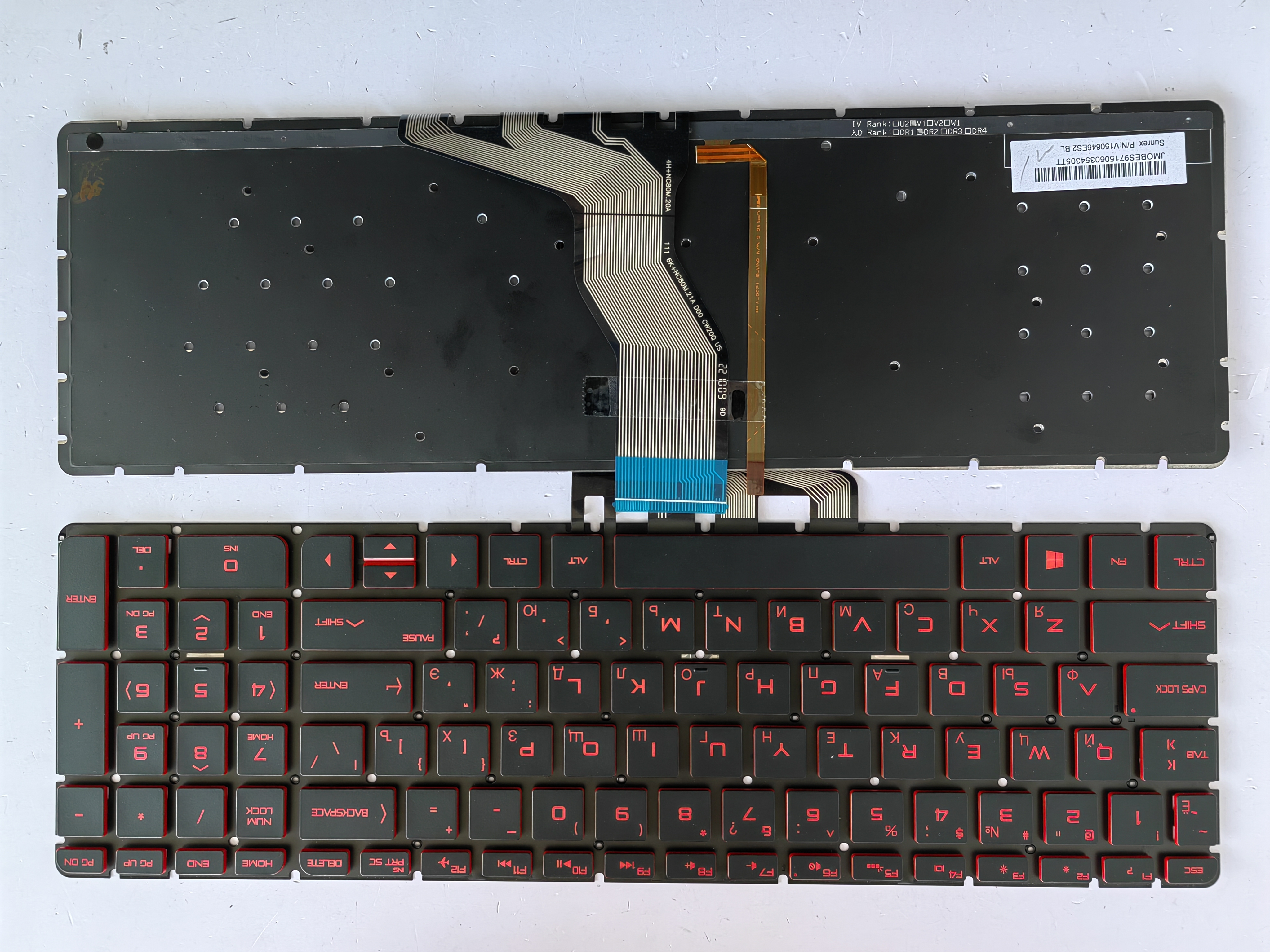 Picture of New Replacement Laptop Keyboard For HP 15-AB/15-BC BLACK Backlit,Red Printing,Red side (OEM) RU Layout